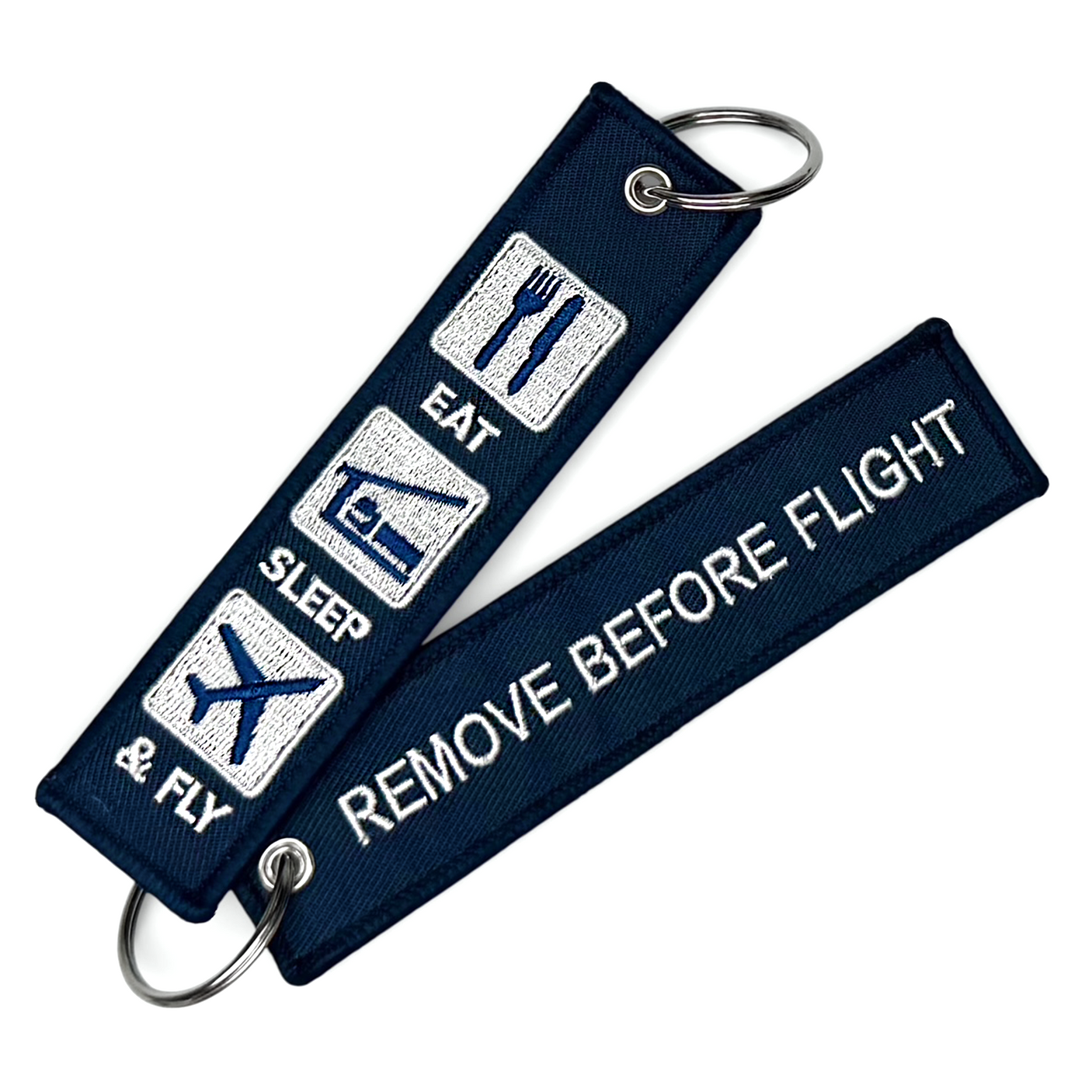 Eat, Sleep & Fly Embroidered Keyring