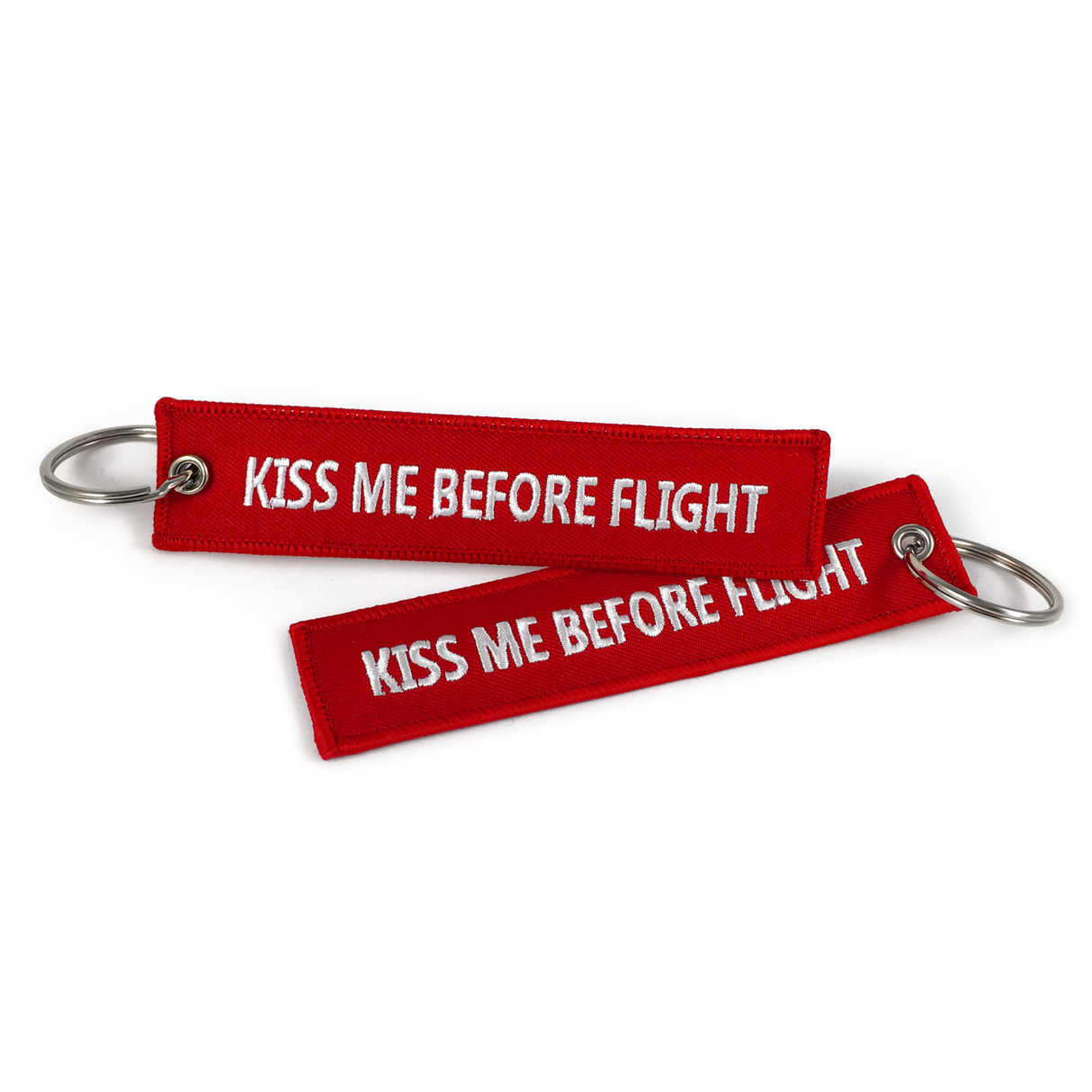 Kiss Me Before Flight Embroidered Keyrings