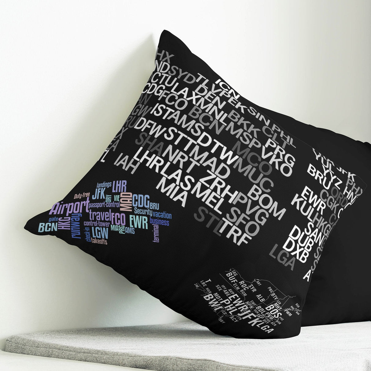 Airport Codes Throw Pillow