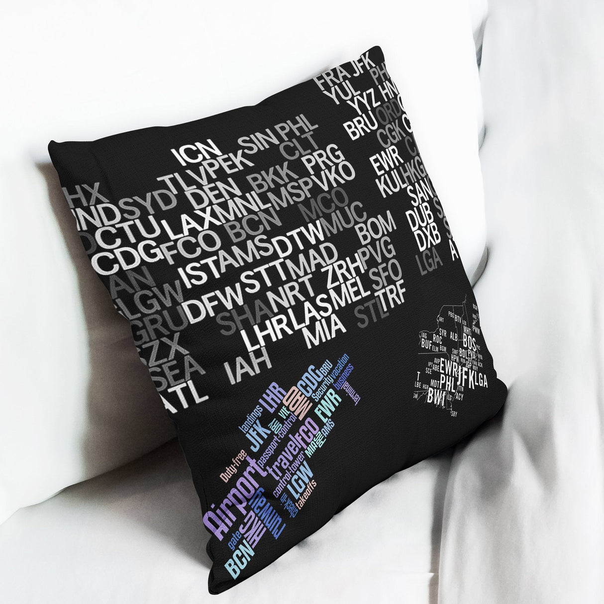 Airport Codes Throw Pillow