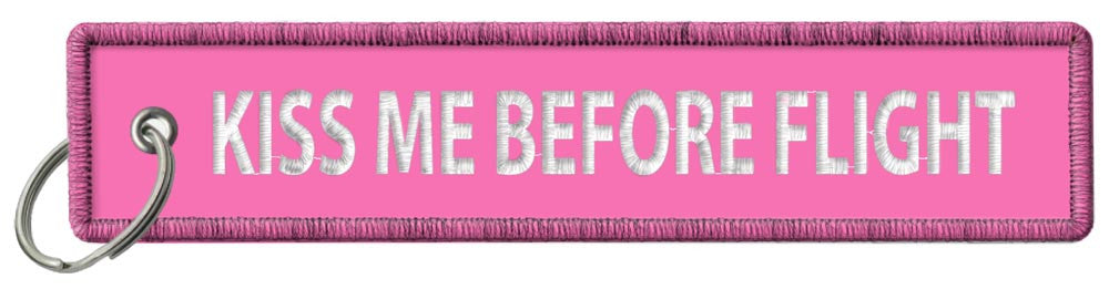 Kiss Me Before Flight Embroidered Keyrings