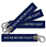 Kiss Me Before Flight Embroidered Keyrings