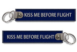 Kiss Me Before Flight Embroidered Keyrings
