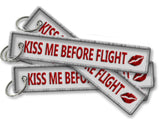 Kiss Me Before Flight Embroidered Keyrings